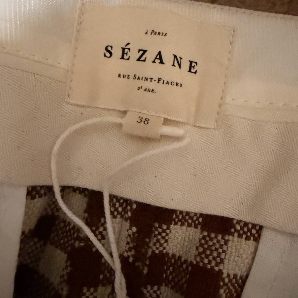 Sezane Martin Crop Trousers Brown/ Ecru Gingham - Picture 4 of 5
